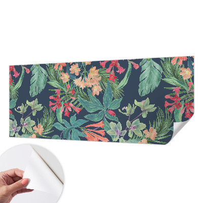 Papel de parede autocolante para quarto com estampa de flores tropicais