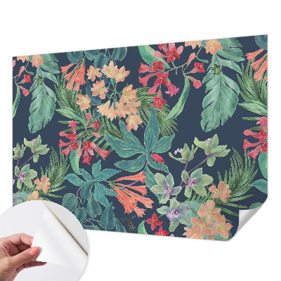 Papel de parede autocolante para quarto com estampa de flores tropicais