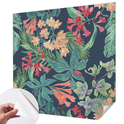 Papel de parede autocolante para quarto com estampa de flores tropicais