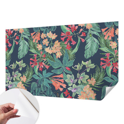 Papel de parede autocolante para quarto com estampa de flores tropicais
