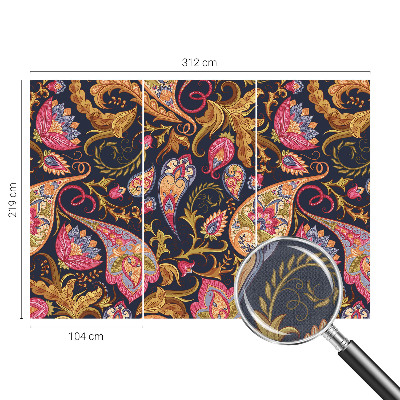 Autocolante de parede fotográfico com padrão paisley colorido