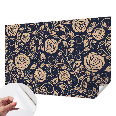 Papel de parede 3D com estampa de flores românticas