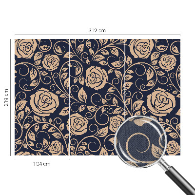 Papel de parede 3D com estampa de flores românticas