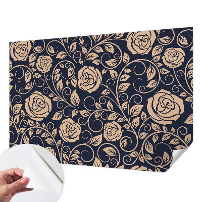 Papel de parede 3D com estampa de flores românticas