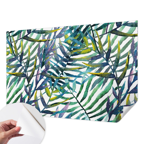 Papel de parede autocolante com estampa de vegetação exótica