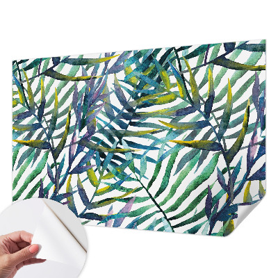 Papel de parede autocolante com estampa de vegetação exótica