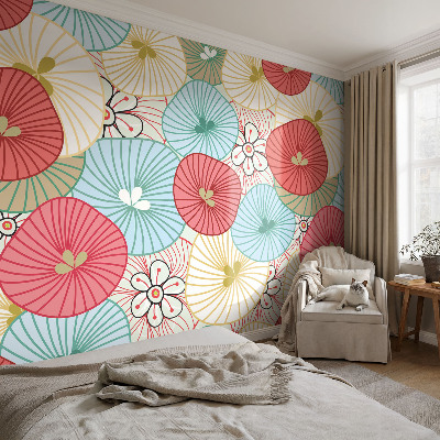 Papel de parede infantil com estampa floral
