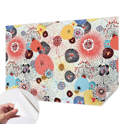 Papel de parede autocolante para quarto com estampa de flores coloridas