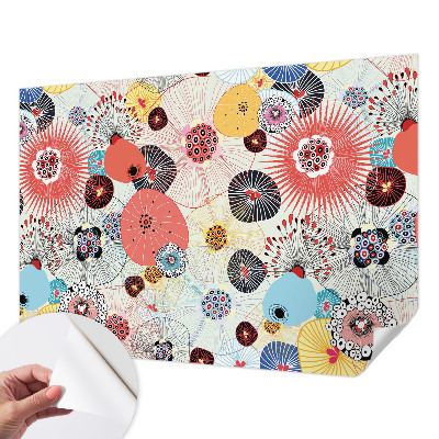 Papel de parede autocolante para quarto com estampa de flores coloridas