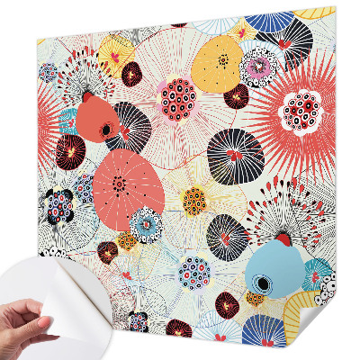 Papel de parede autocolante para quarto com estampa de flores coloridas
