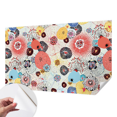 Papel de parede autocolante para quarto com estampa de flores coloridas