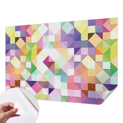 Papel de parede autocolante para sala com padrão de formas coloridas