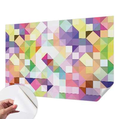 Papel de parede autocolante para sala com padrão de formas coloridas