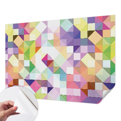 Papel de parede autocolante para sala com padrão de formas coloridas