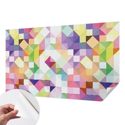 Papel de parede autocolante para sala com padrão de formas coloridas