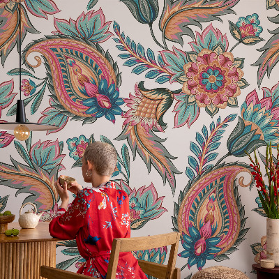 Papel de parede autocolante com padrão oriental