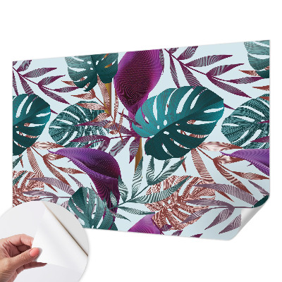Papel de parede autocolante para sala com tema de composição tropical