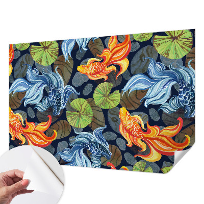 Papel de parede autocolante para sala com padrão de peixes