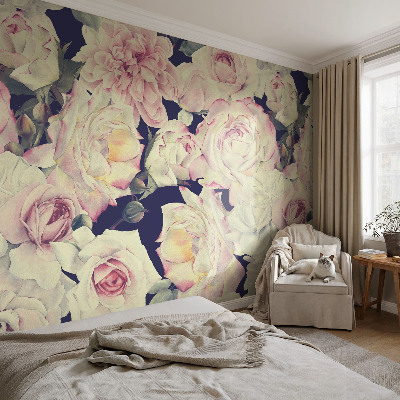 Papel de parede infantil com estampa de buquê de flores