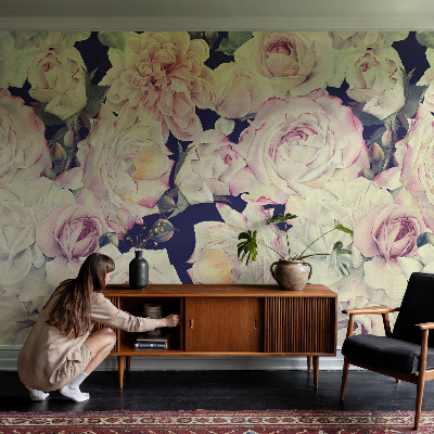 Papel de parede infantil com estampa de buquê de flores