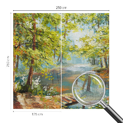 Papel de parede autocolante para quarto com estampa de lago idílico