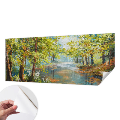 Papel de parede autocolante para quarto com estampa de lago idílico