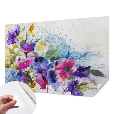 Papel de parede autocolante com estampa de flores abstratas