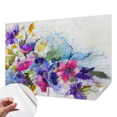 Papel de parede autocolante com estampa de flores abstratas