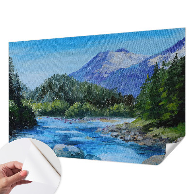 Papel de parede autocolante para sala com estampa de paisagem montanhosa