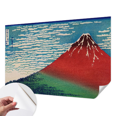 Papel de parede autocolante para quarto com estampa de montanha vermelha