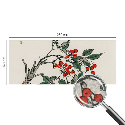 Papel de parede 3D com estampa de um raminho de frutos silvestres
