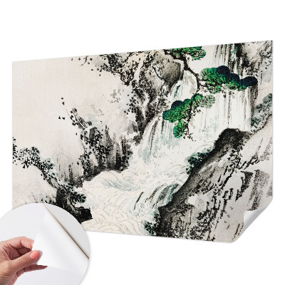 Papel de parede autocolante para sala com estampa da cachoeira da natureza