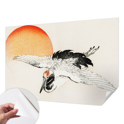 Papel de parede autocolante para quarto com estampa de guindaste elegante