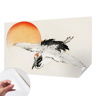 Papel de parede autocolante para quarto com estampa de guindaste elegante