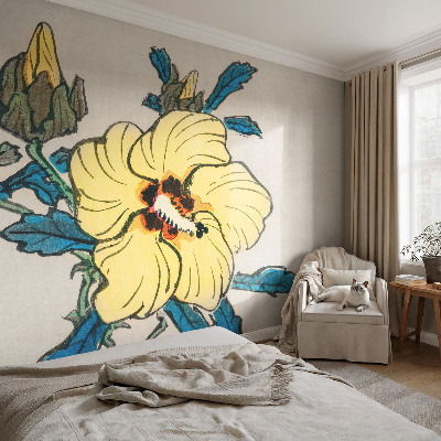 Papel de parede autocolante para quarto Flor amarela