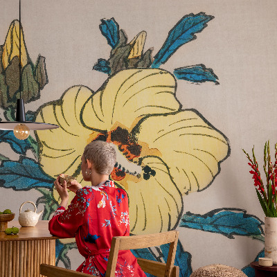 Papel de parede autocolante para quarto Flor amarela