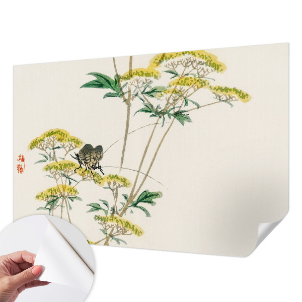 Autocolante de parede fotográfico com motivo de flores e elementos da natureza