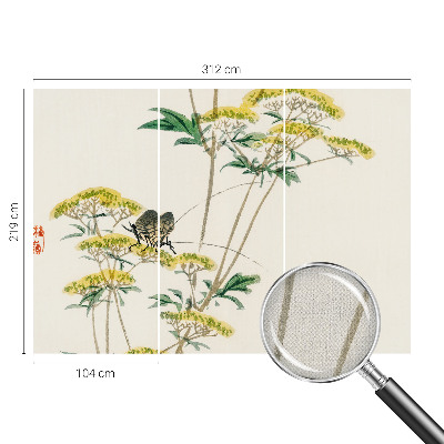 Autocolante de parede fotográfico com motivo de flores e elementos da natureza