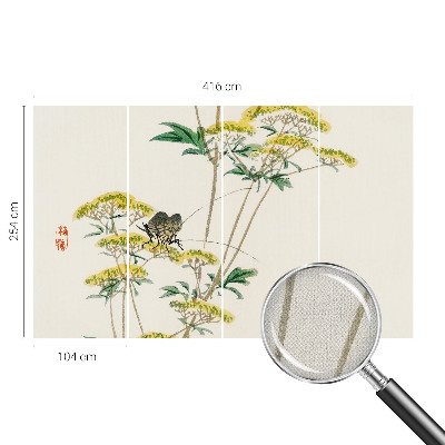 Autocolante de parede fotográfico com motivo de flores e elementos da natureza