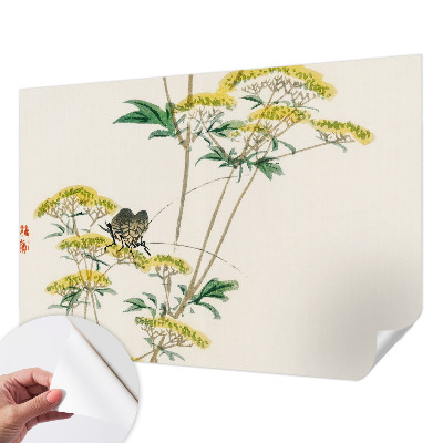 Autocolante de parede fotográfico com motivo de flores e elementos da natureza