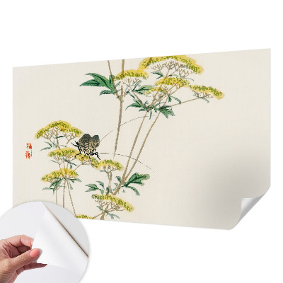 Autocolante de parede fotográfico com motivo de flores e elementos da natureza