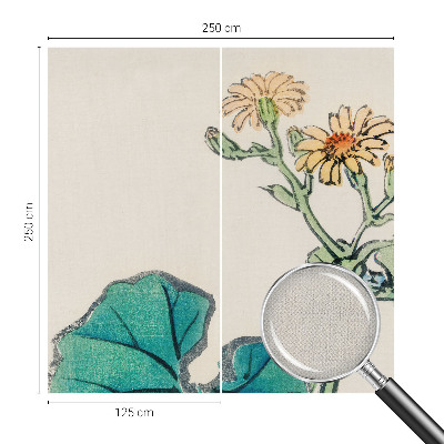 Papel de parede 3D Flor e folhas