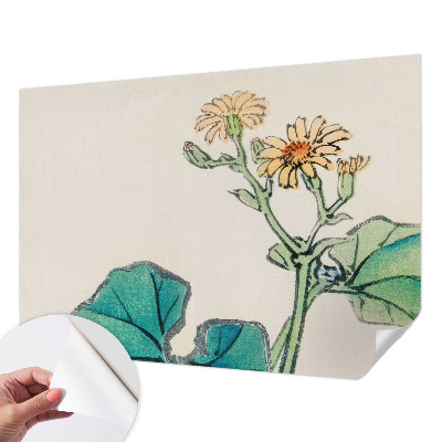 Papel de parede 3D Flor e folhas