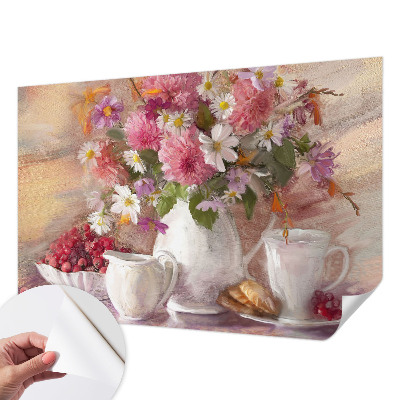 Papel de parede autocolante com estampa de flores silvestres