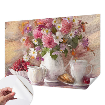 Papel de parede autocolante com estampa de flores silvestres