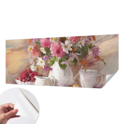 Papel de parede autocolante com estampa de flores silvestres
