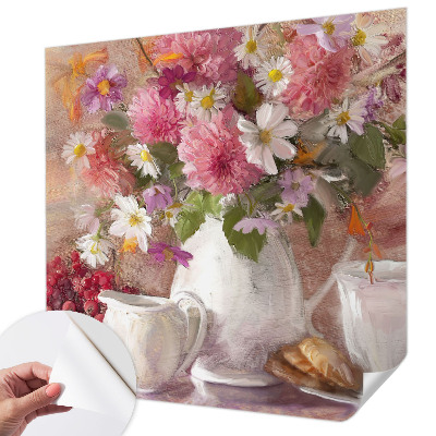Papel de parede autocolante com estampa de flores silvestres