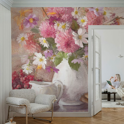 Papel de parede autocolante com estampa de flores silvestres