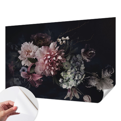 Papel de parede autocolante para quarto com estampa de arranjo floral