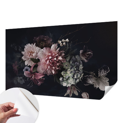 Papel de parede autocolante para quarto com estampa de arranjo floral